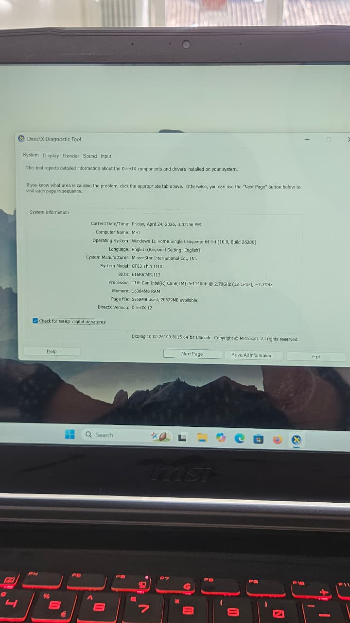 Gaming MSI GF63 Thin 11 UC 2