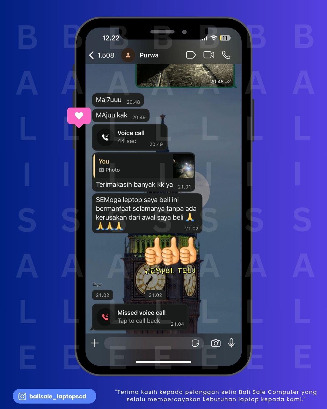 Chat testimoni Purwa